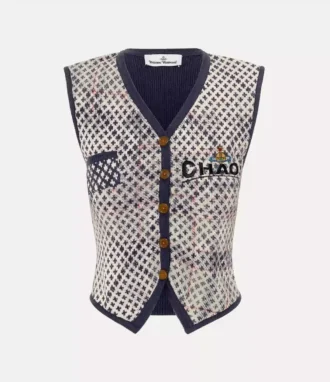 ディストレスト タータン ベスト